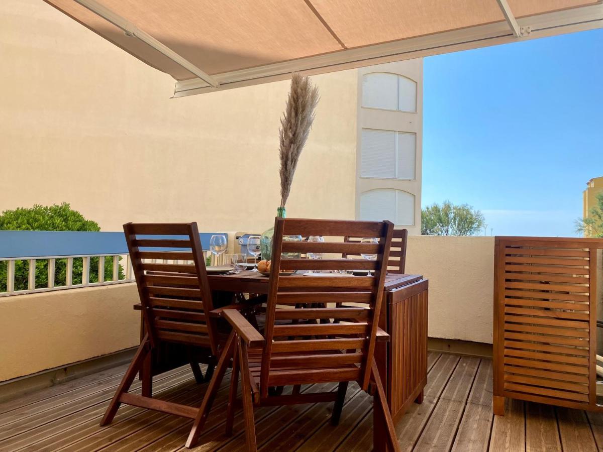 Terrasse vue mer 2 pièces à Leucate avec piscine Exterior foto
